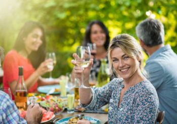 friends having lunch outside