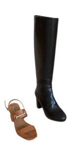 Brown knee boot and nude sandal